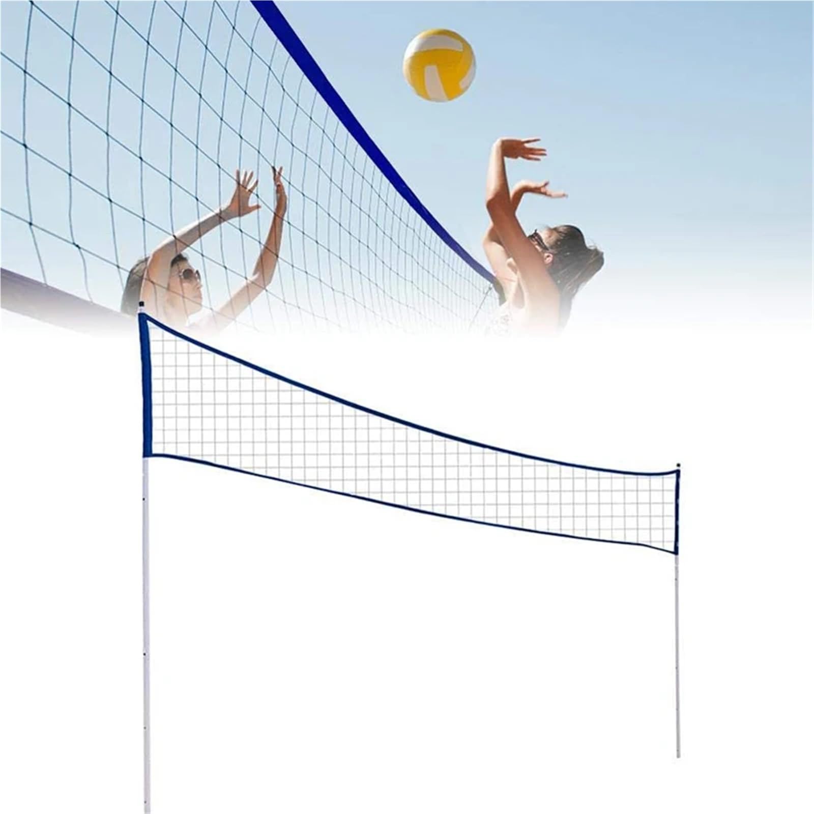 Rete Pallavolo Da Giardino Rete da badminton portatile for esterni, rete pallavolo regolabile pieghevole con palo di supporto for parco in erba spiaggia