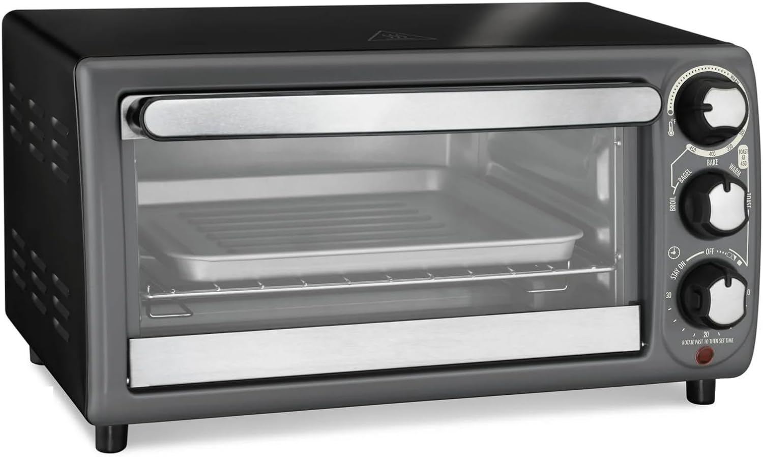 Countertop Toaster Oven with 5 Cooking Modes, Removable Tray and Crumb Tray, 4-Slise 1100W, Adjustable Temperature 200-450°F, Compact Electric Oven for Toasting, Baking, Broiling, and Reheating