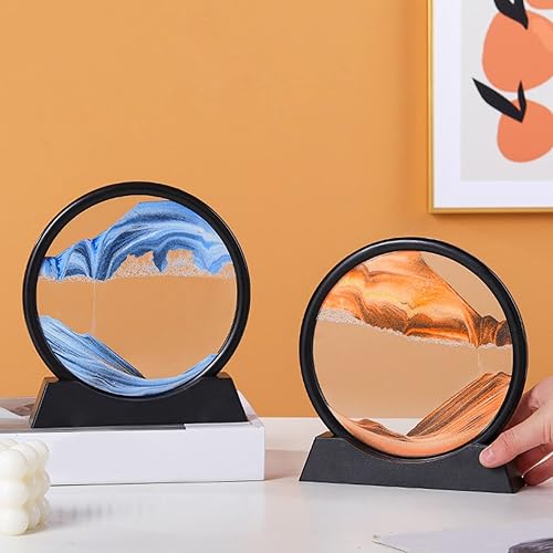 Miniatura 6 de Decoración de imagen artística de arena en movimiento, adornos redondos 3D dinámicos de paisaje de arena, panel de arena que fluye, temporizador