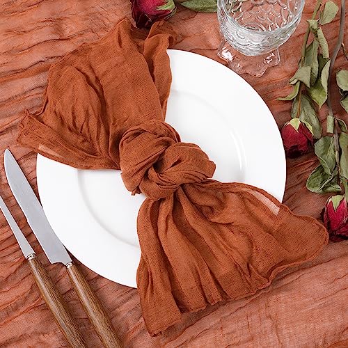 Socomi Cheesecloth Napkins Bulk 21"X21" Set Of 6 Cotton Dinner Napkins Rustic Linen Table Napkins For Wedding Party Baby Shower Terracotta #TOP2