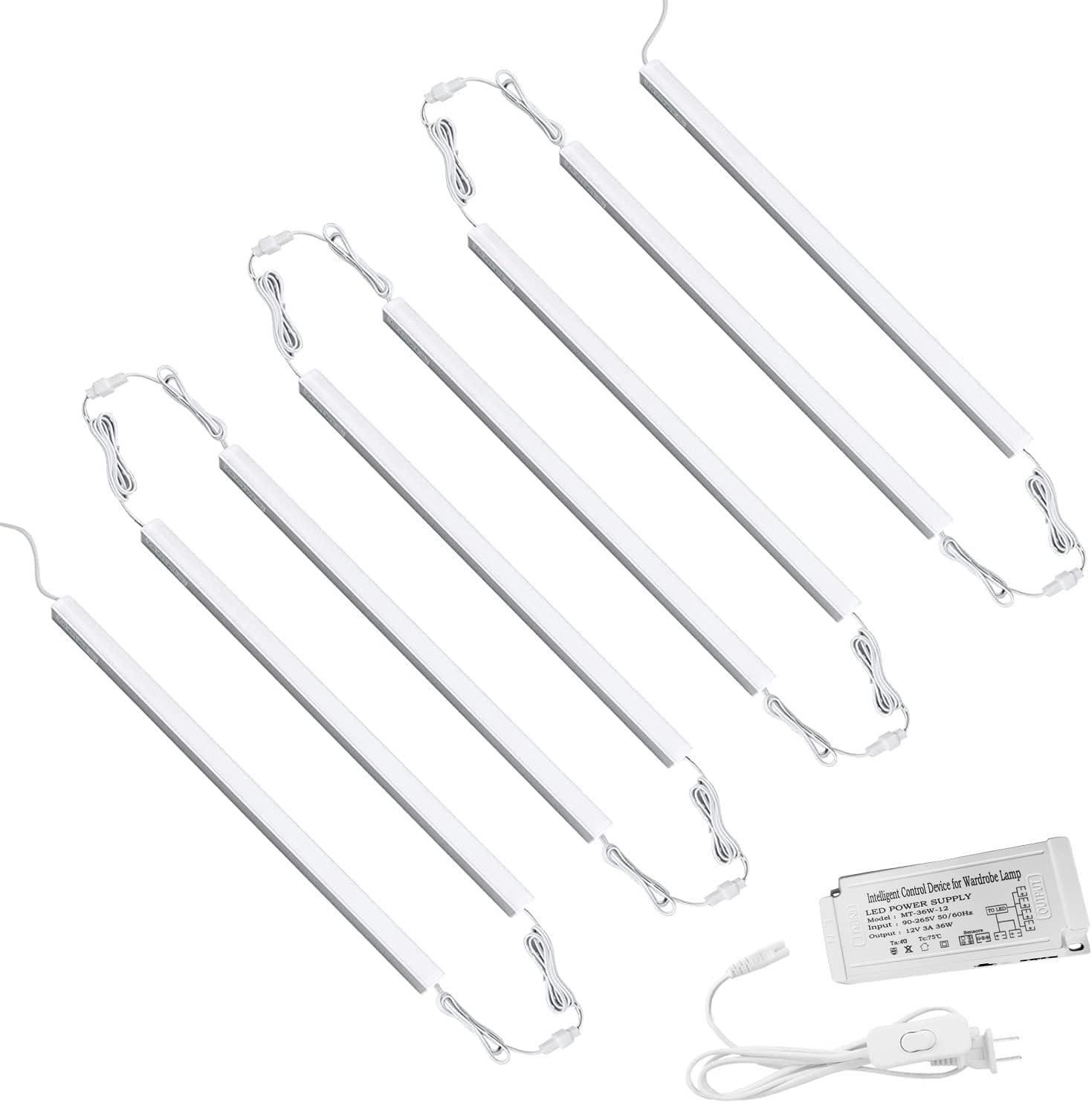 Iluminación debajo del gabinete, 8 barras de luz LED enlazables en forma de V de 12 pulgadas para gabinete de cocina, vitrina, estante, 16 W, 1600 lúmenes, blanco puro (6000 K) 7