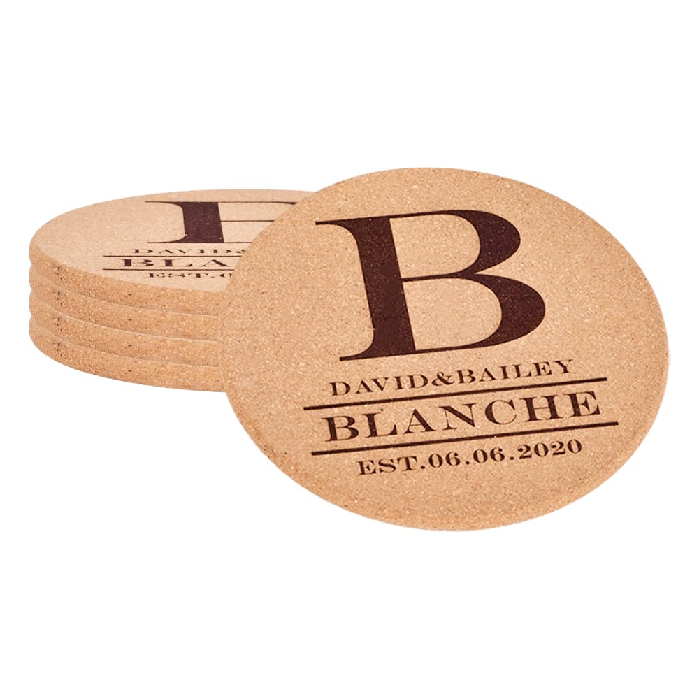 Bulihan B Personalized Cork Trivets, Custom Engraved Absorbent Trivets For Hot Dishes, Pots, Pans, Aking Sheets, Hot Plates For Table (B)