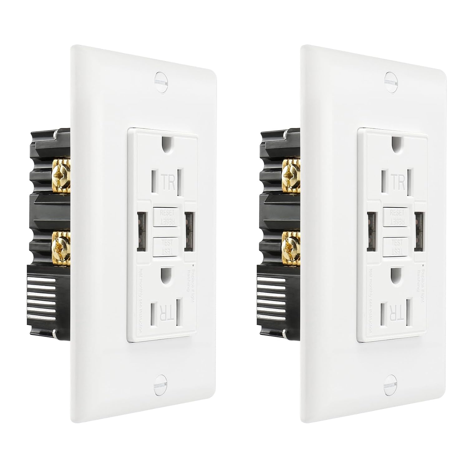 BAOMAIN 2-Pack 15A GFCI Outlet with USB-A & USB-C Charging, Self-Test Tamper-Resistant Electrical Outlet, 5V/4.8A USB Charger with LED Indicator, Includes White Wall Plate, ETL Listed, BCG-003U