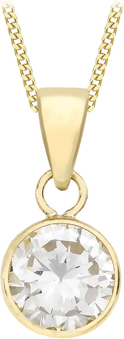 CARISSIMA Ciondolo A Goccia In Zircone Cubico 6x9 Mm – Oro Giallo 9 Carati Su Collana Curb 46 Cm – Gioiello Donna Eleganza Italiana