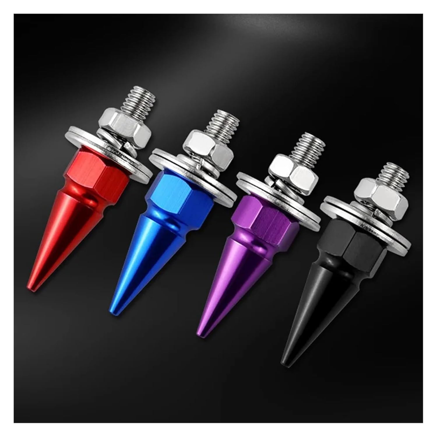 4Pcs M6 Threaded Tips Screw Car Modified Fasteners Washer Bumper Engine Screws License Plate Aluminium Alloy Bolts(Red-4Pcs)