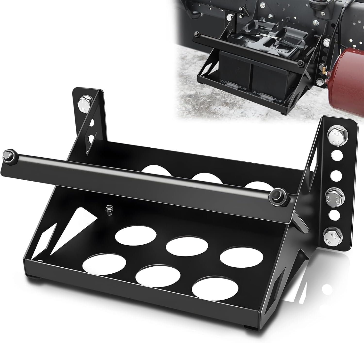 Metal Steel Battery Mounting Trays - Fits up to 10.63"×7.06"×7.5", Anti-Rust Corrosion for Cars, Trucks, Boats, RVs, Pickup,and Trailersr,Easy Bolt-In Battery Tray