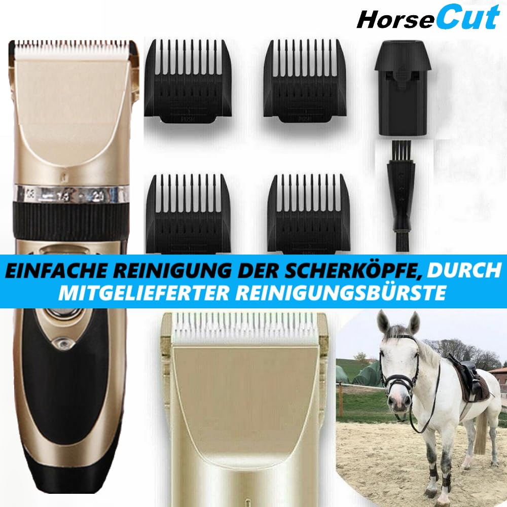 Horzecut - Cortapelos para caballos, extremadamente silencioso, con batería, cortapelos de caballos, manejable y ligera