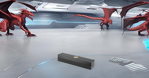 Vista 6 de Surpass DND - Juego de dados de metal para Calabozos y Dragones, juego de dados negros de metal con boca grande (negro y rojo)