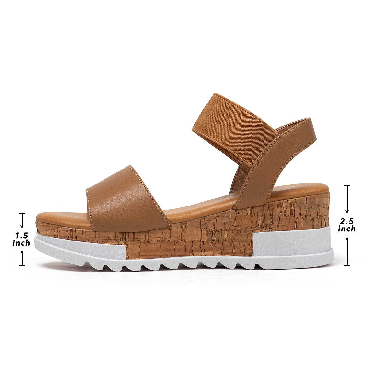 katliu Women's Wedge Platform Sandals Elastic Ankle Strap Cork Platform Sandals