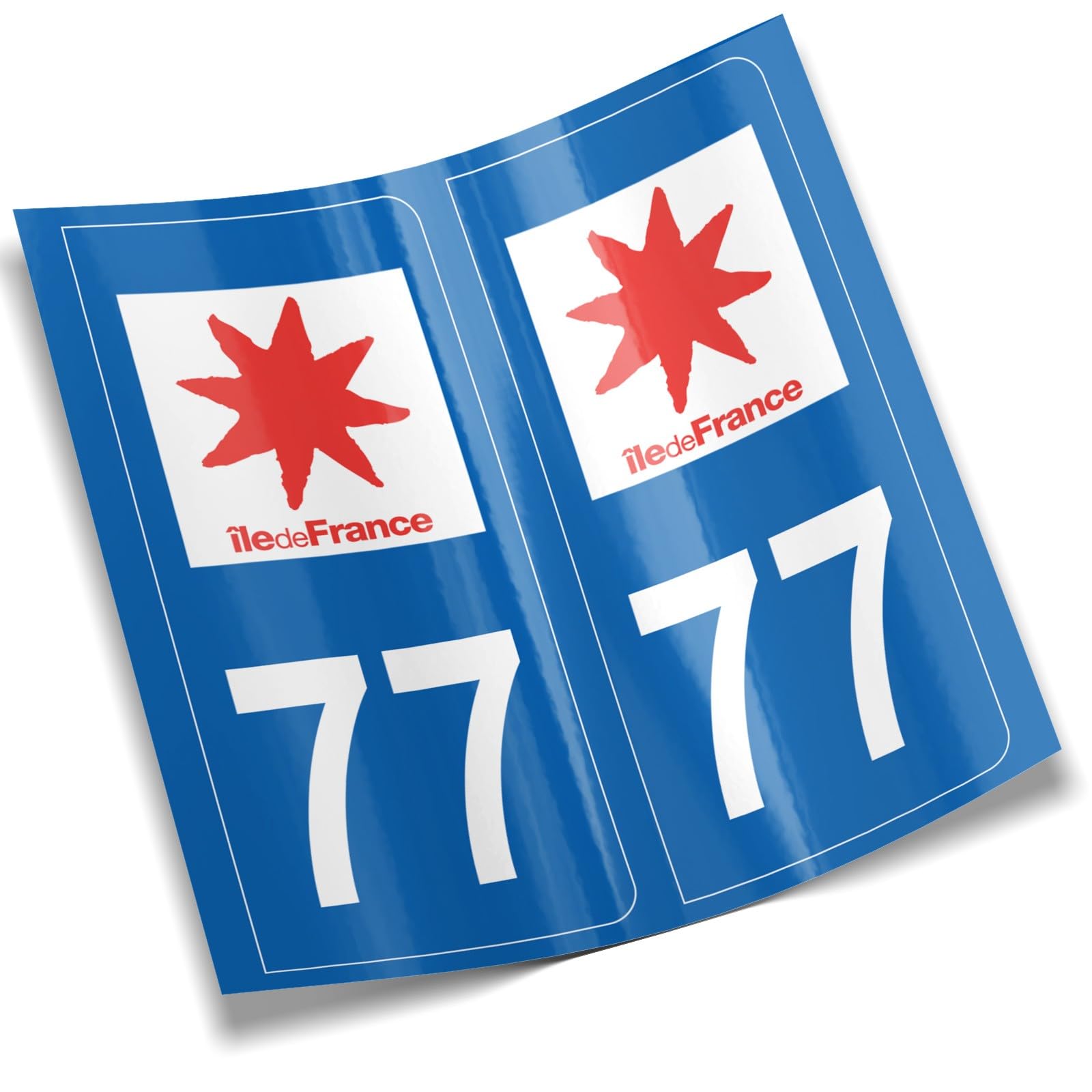 Aufkleber Für Nummernschild – Departement 77 Seine-et-Marne, Schwarz, 2er Set, 45x100 Mm, UV-geschützt