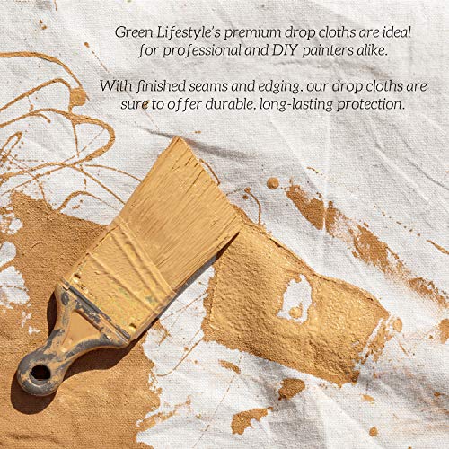 GREEN LIFESTYLE All Purpose Canvas Drop Cloths - Drop Cloth for Painting, Floor Cover, Heavy Duty Protection for Furniture & Surfaces, Reusable Painters Canvas Tarp for Renovation & Home (2 Pack 6x9) by GREEN LIFESTYLE - Image 6