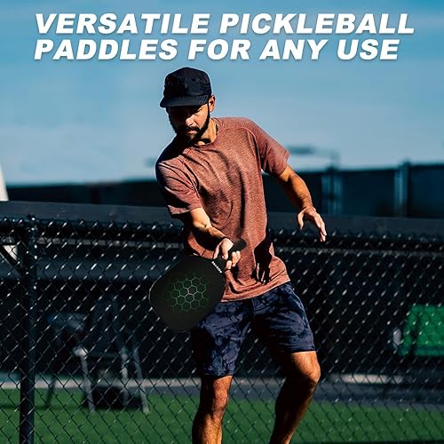 Miniatura 6 de Paletas de pickleball, superficie de fibra de vidrio con bolas y bolsa, palas ligeras de pickleball juego de 2 para hombres, mujeres, niños, adultos
