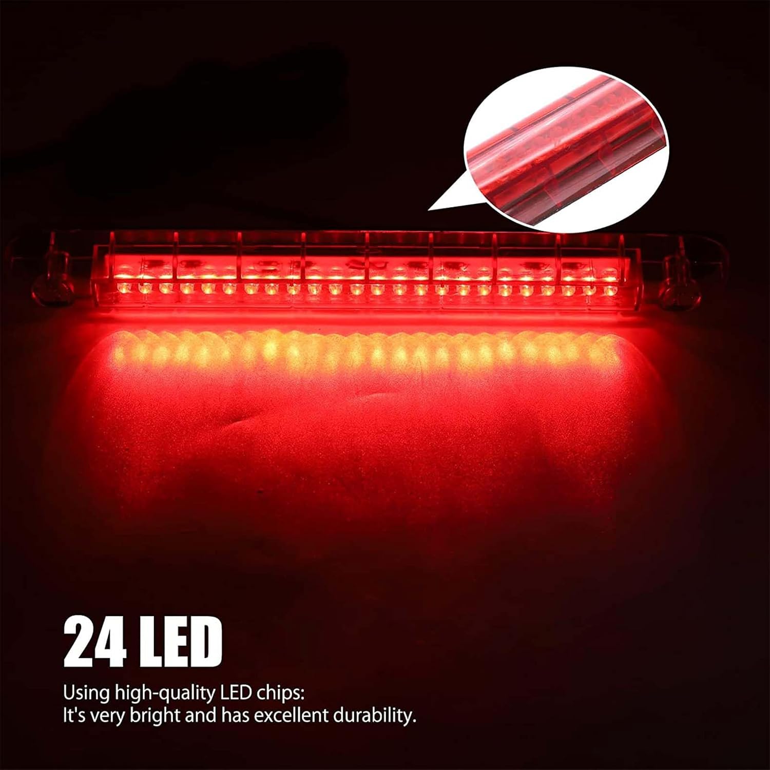Universal Red 24 LED 12V Car High Mount Third 3RD Brake Stop Tail Light Lamp for Car SUV Truck High Level Brake Light