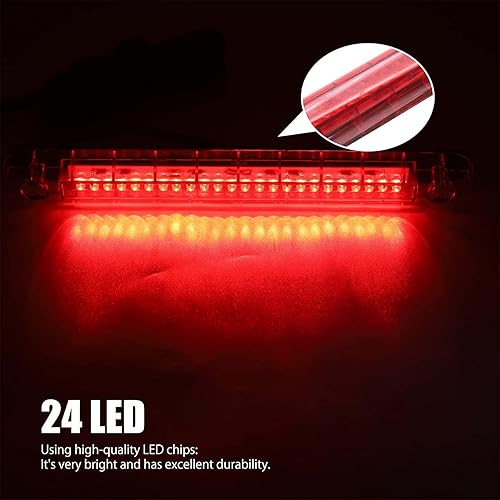 Miniatura 6 de Universal Rojo 24 LED 12V Coche Alto Montaje Tercer 3RD Freno Parada Luz de Luz Trasera para Coche SUV Camión Luz de Freno de Alto Nivel