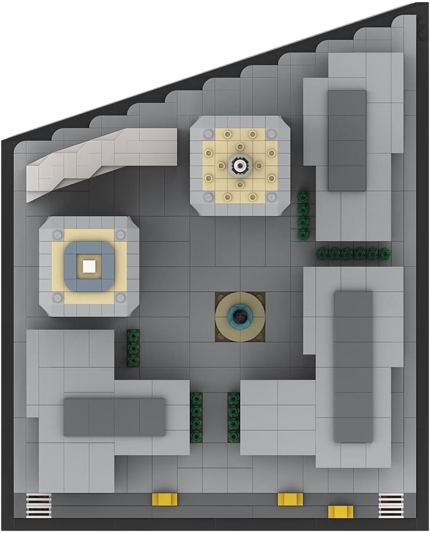 Top-down view of the base of the MakerTopia World Trade Center Model