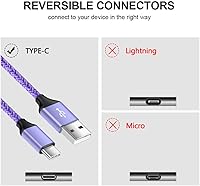 Vista 8 de Cargador tipo C de carga rápida de pared de carga rápida, cargador rápido tipo C, Android USB C, cable de carga de teléfono de 6 pies para Samsung