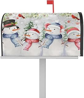 Mailbox Cover Magnetic Christmas Snowman Cardinal Bird Mailbox Covers Standard Size 21x18in,Mailbox Covers Wrap Post Letter Box Cover for Garden Yard Outdoor Decor Winter Snow Forest Berry