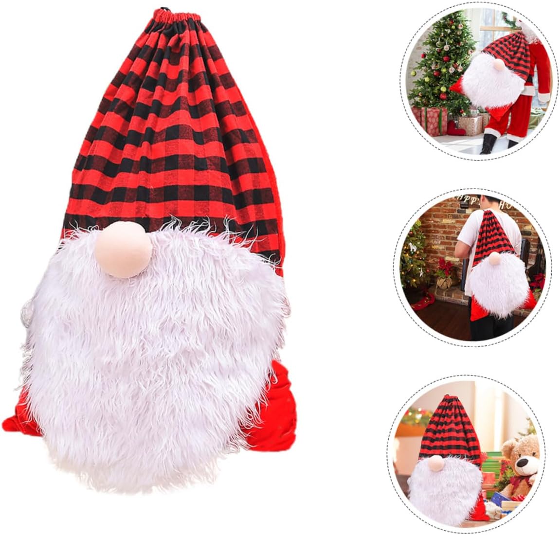 GARVALON Large No-face Doll Drawstring Bag Christmas Candy Storage Pouch Party Treat Holder Wrapping Bag for Holiday Favors and Present Packaging
