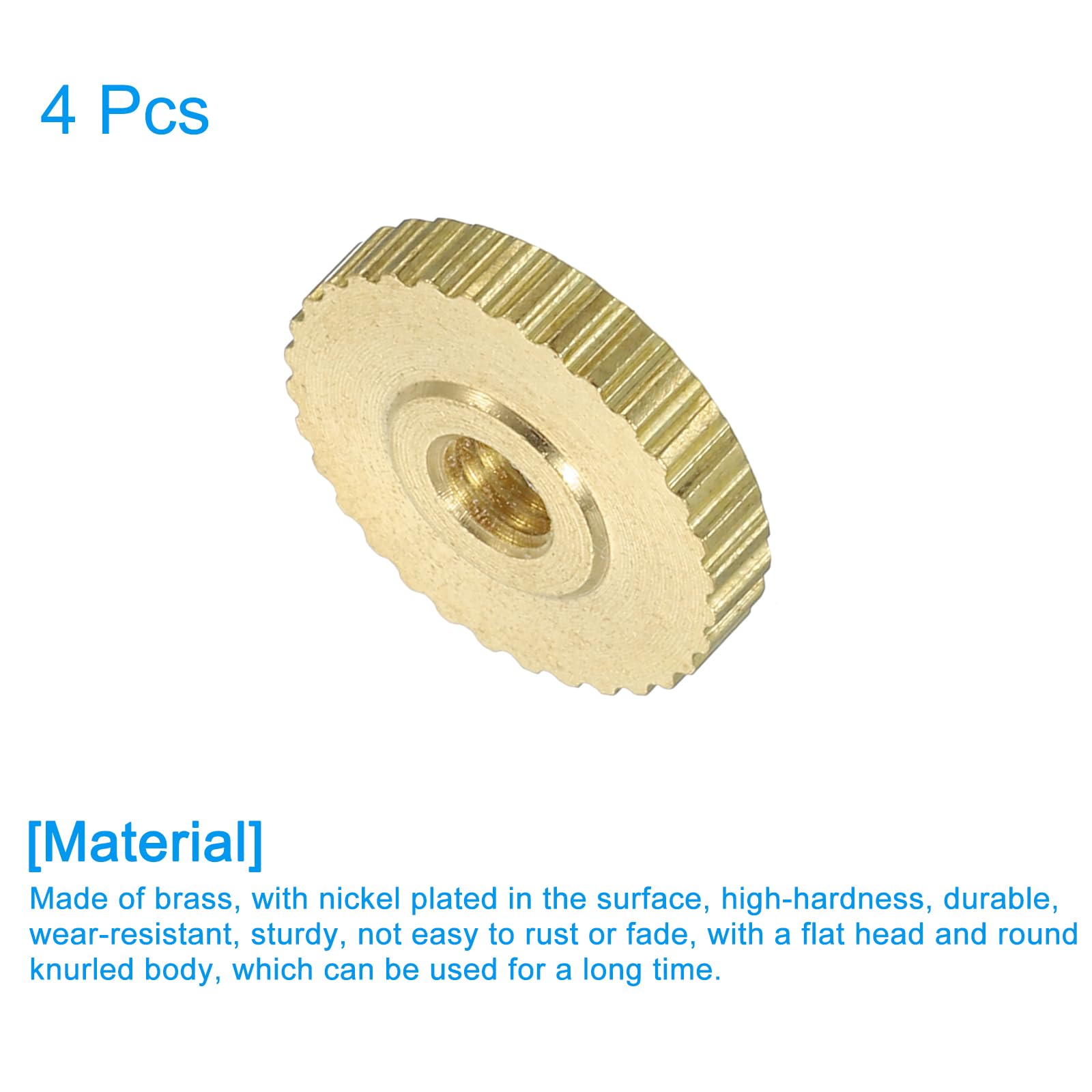 QUARKZMAN Dadi a Farfalla Scanalati 4pz M3 x D11mm x H2,5mm Foro Passante Testa Piatta Ottone con Collare Testa Piatta Foro Passante Elementi Fissaggio Pomelli Rotondi per Parti Stampanti 3D