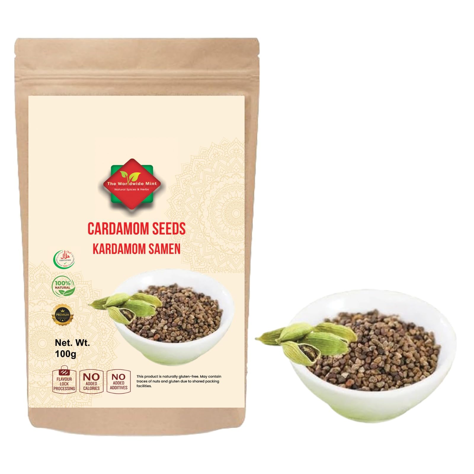 Kardamomsamen 100 g | Grüner Kardamom | Aromatische Samen für Tee, Kaffee & Küche | 100% natürlich | Premium-Qualität | Ohne Zusatzstoffe | Non-GMO