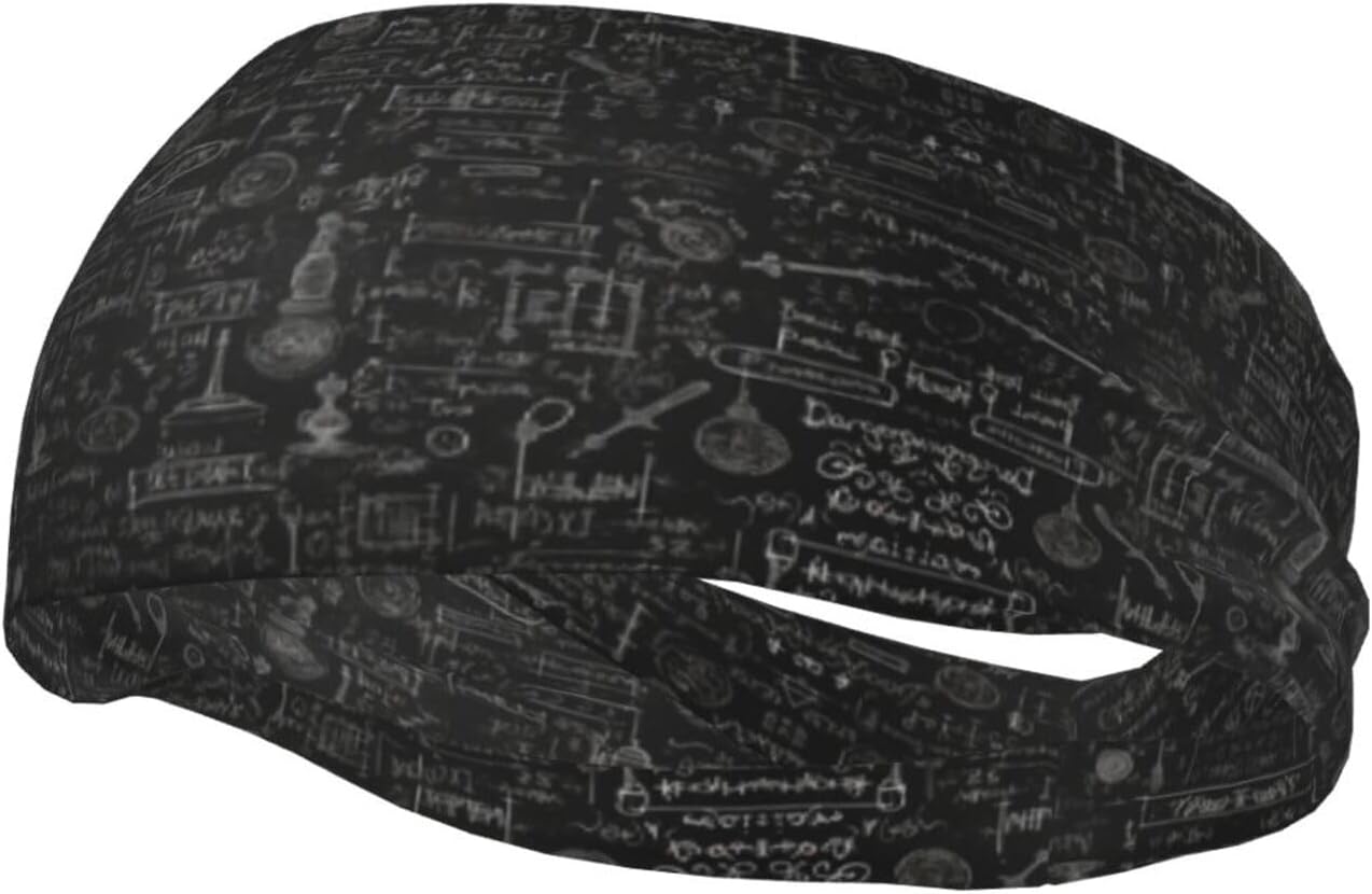 Blackboard Wallpaper Sports Headband for Men Women Wide Elastic Hair Bands Moisture Wicking Workout Sweatband Fashion Non Slip Head Bands Running Bandana for Yoga Fitness