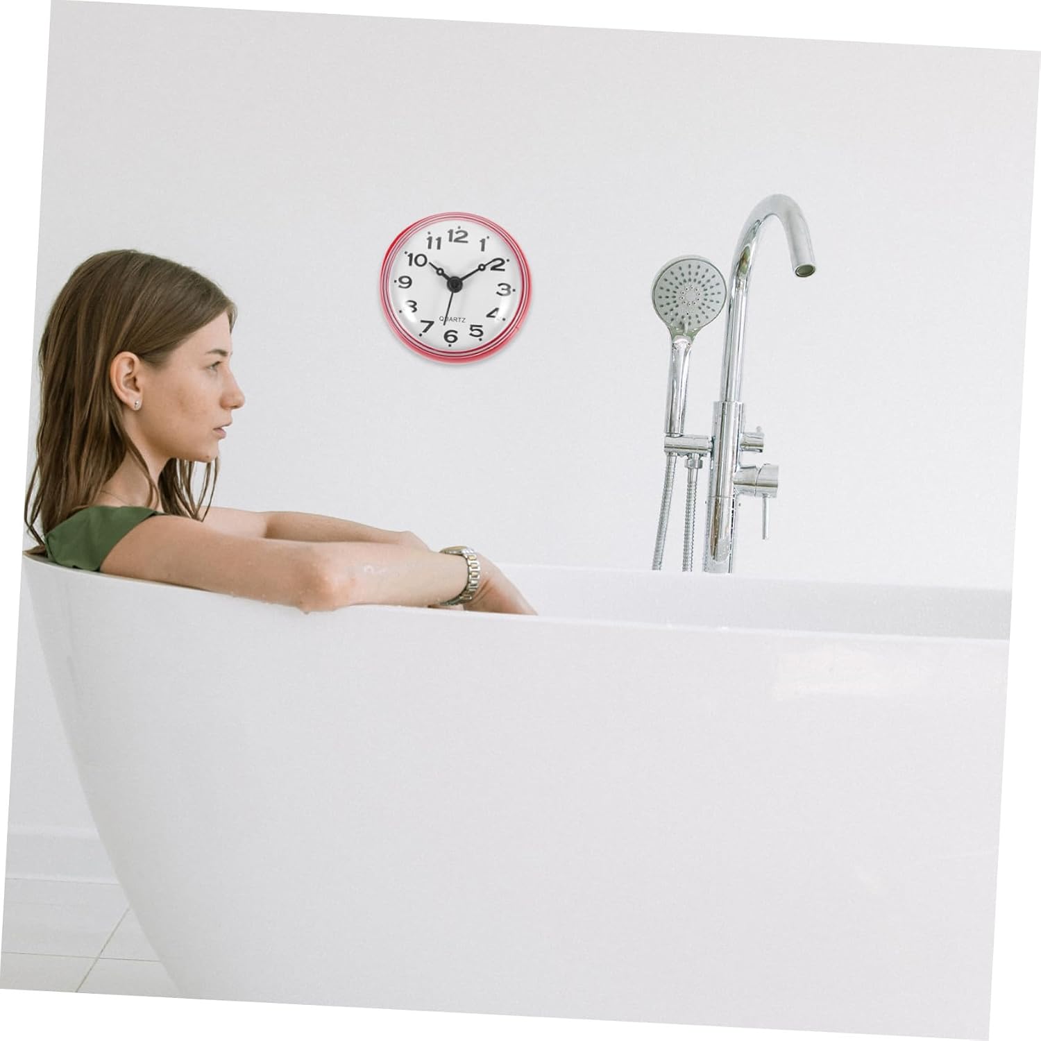 Shower Clock with Suction Cup for Bathroom and Kitchen Fog-Resistant Electronic Wall Clock in Red Simple Design for Humid Environments Versatile Indoor Use