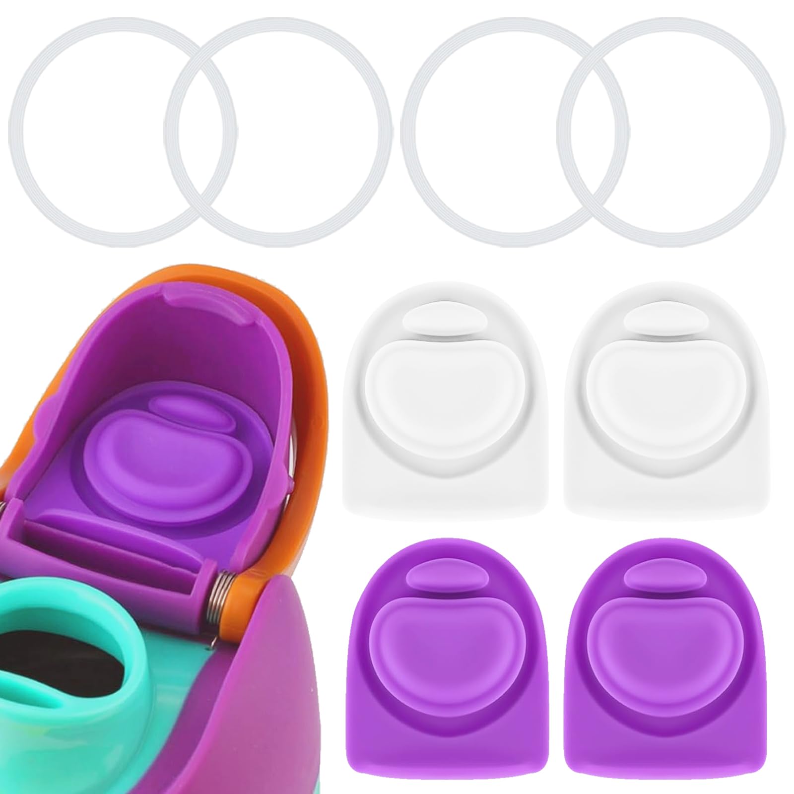 ZONBBEE 4 Sets Replacement Stopper and O Ring Gasket Compatible with Owala FreeSip 24oz 32oz,Water Bottle Lid Insert Cap Rubber Seal Parts for Owala 16/19/24/32/43oz Mouth Piece Accessories KW5