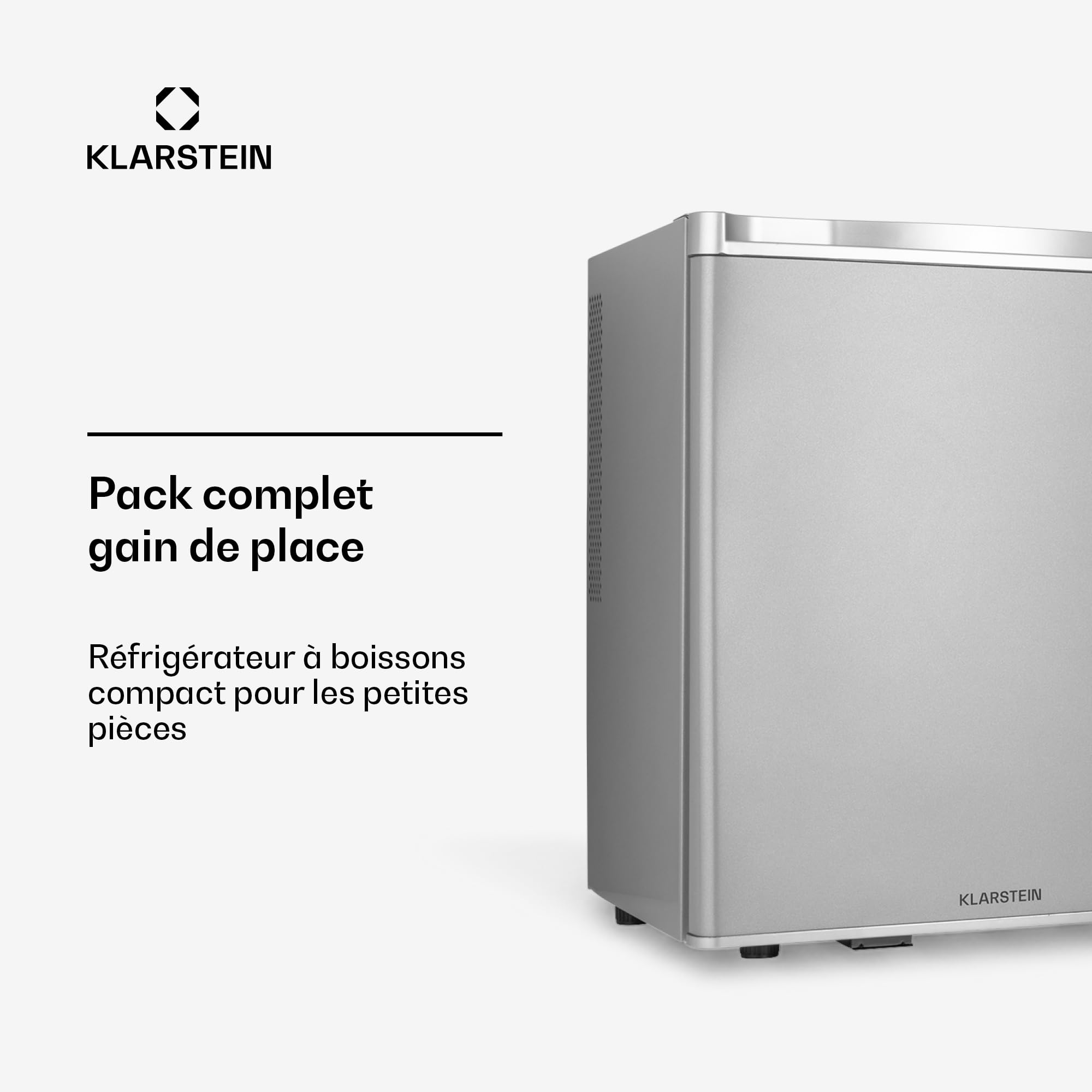 KLARSTEIN mini réfrigérateur silencieux pour chambre, boissons, snacks et cosmétiques, étagères réglables