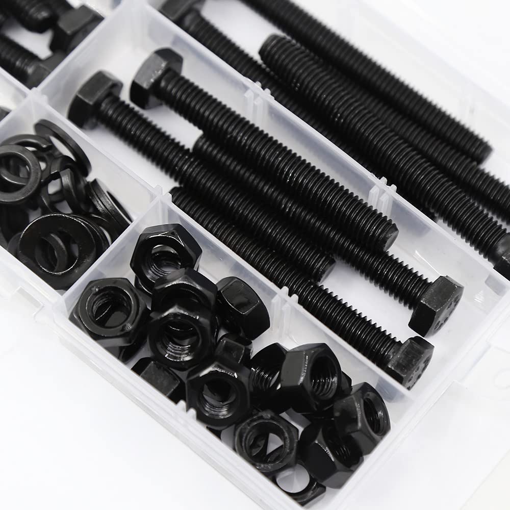 YEEZET 20 Set M8 Hex Head Screws Bolts and Nuts Flat & Lock Washers Assortment Kit Alloy Steel Grade 8.8 (30mm 40mm 50mm 60mm 70mm) - Image 4