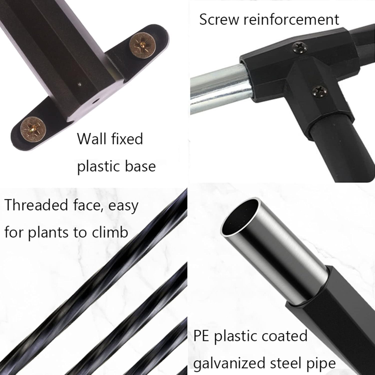 Heavy Duty Metal Garden Arch Trellis - Coated Steel Rose Arbor for Climbing Plants, Vines Support - Half-Side Wedding Decoration Archway for Outdoor Gardens