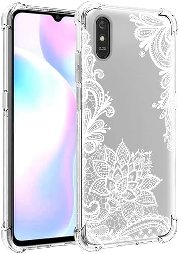 Miniatura 5 de Funda de teléfono para Redmi 9A M2006C3LG/Redmi 9i M2006C3LII para niñas y mujeres, delgada a prueba de golpes con patrón floral transparente suave