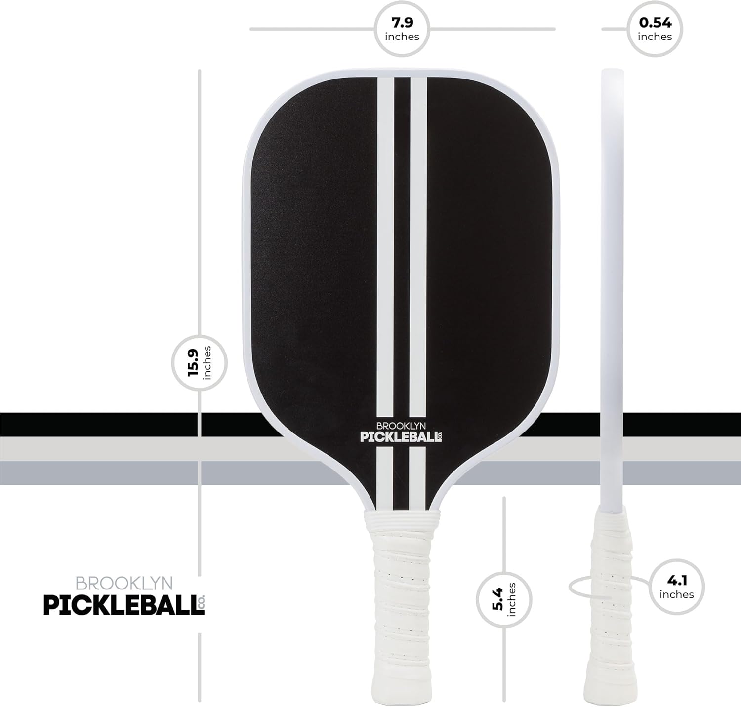 Brooklyn Pickleball Co. | USAPA Approved White & Black Pickle Ball Paddles | Carbon Fiber | Honeycomb Core | Ribbed Non-Slip Cushion Grip | Racket Pair | Pickle-Ball Paddles