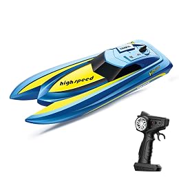 Dodoore RC Boat for Adults, 2.4GHz Remote Control Boat for Pools and Lakes, High Speed Racing Boats, Electric Speedboat with Rechargeable Battery (Blue)