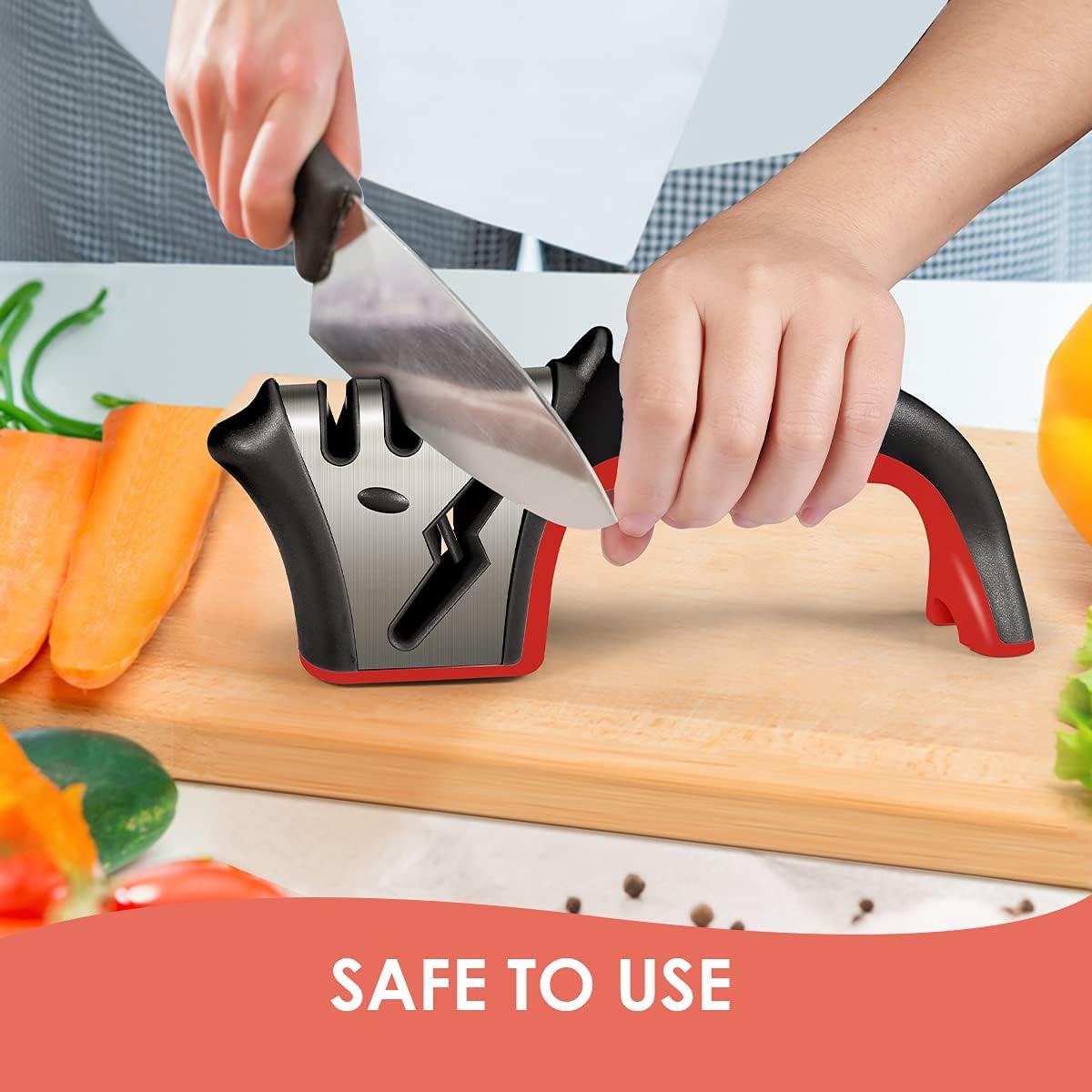 Knife Sharpener, 4-in-1 Kitchen Knife Accessories, Easy Sharpening 4-Stage Kitchen Sharpener Helps Repair, Restore and Polish Blades, Safely and Easy to Use for Kitchen, Camping & Hiking: Home & Kitchen