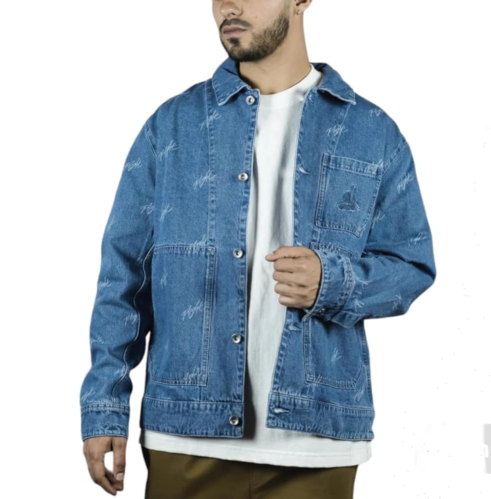 Nike Men's Jordan Flight Heritage Denim Jacket L Blue, Blue