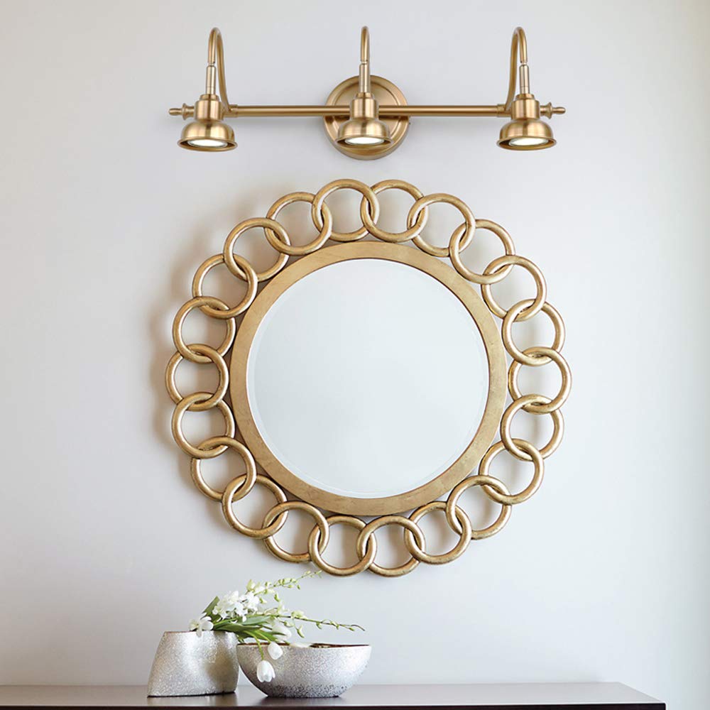Lámpara LED Retro Antigua de Espejo de Baño, Luz Vintage Impermeable Ajustable, Iluminación Elegante, Aplique de Latón, 15W, D53cm, Luz Natural