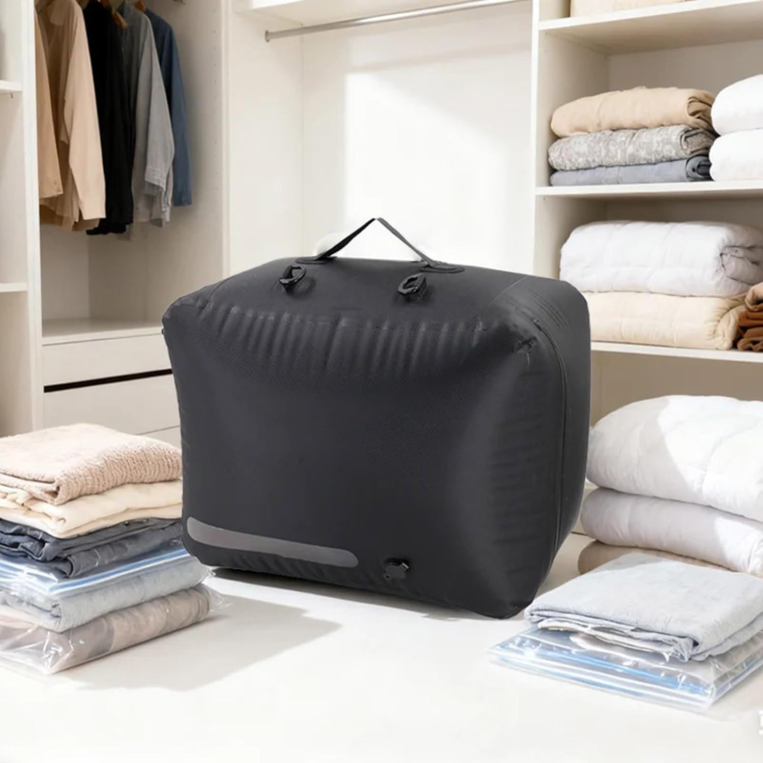 大容量真空密封圧縮袋 180度全開ジッパー付き 旅行用 自宅保管 旅行用ポータブル真空圧縮袋