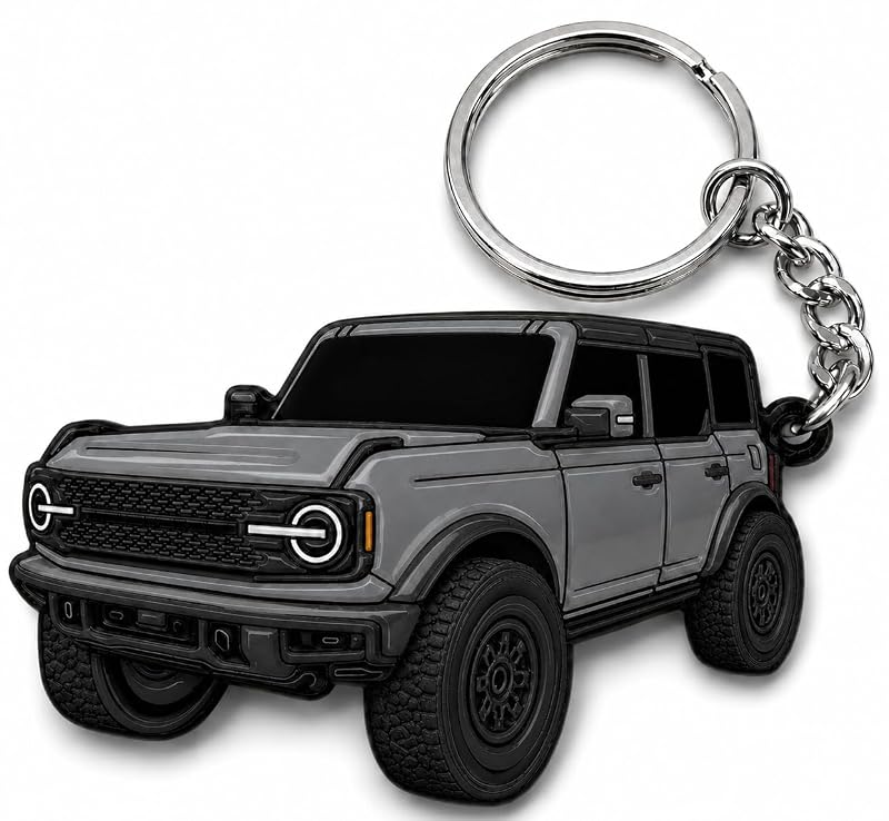 Chaveiro Ford Bronco 4 portas em metal e esmalte, compatível com Bronco 2022 a 2024, Carbonized Gray, FOUR WHEEL BEAST