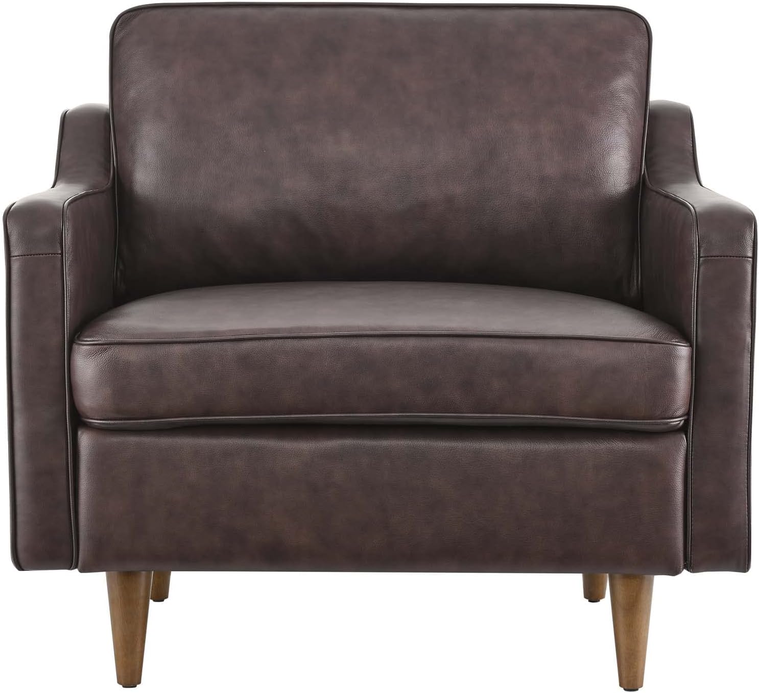 Modway Impart Upholstered Genuine Leather Armchair in Brown