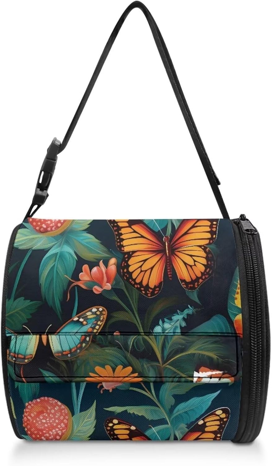 Hanging Toilet Paper Holder Colorful Butterfly Camping Paper Towel Holder Portable Car Roll Paper Storage Bag with Adjustable Strap Suitable for Bathroom, Tent, Car, Kitchen image 2