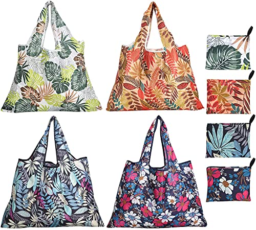 4 piezas reutilizables bolsas de comestibles coloridas bolsas de compras plegables impermeables lavables a máquina bolsas de asas Cover