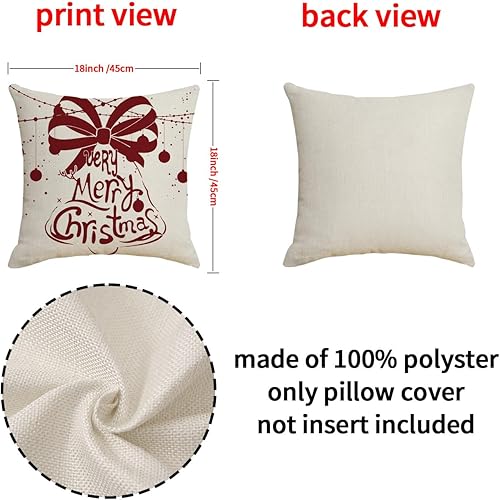 Miniatura 8 de Juego de 4 fundas de almohada navideñas de invierno, decoración navideña de muñeco de nieve, 18 x 18 pulgadas, para sofá, decoración del hogar, gran