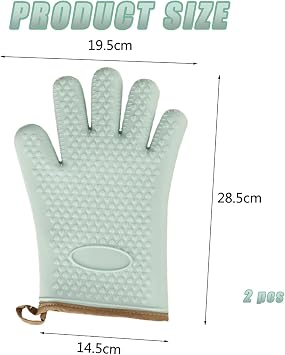 Green Silicone Oven Gloves,2 Pcs Silicone Oven Mitts Oven Glove Heat Resistant Soft Lining Oven Mits Cooking Mitt with Non-Slip Waterproof for Cooking Baking Kitchen Mittens