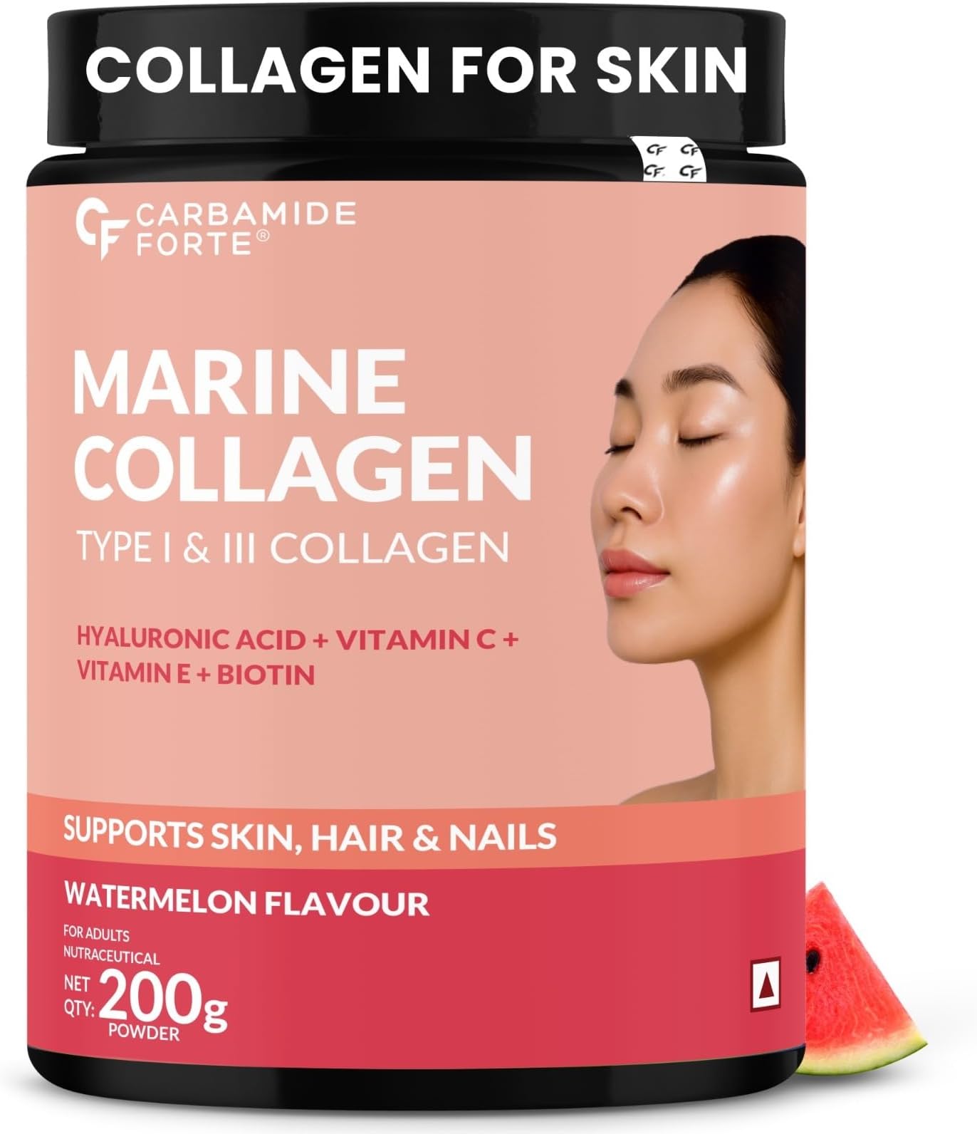 Carbamide Forte Marine Collagen Powder For Women & Men | Skin Care supplemets | Marine Collagen Powder Supplements In Watermelon Flavour - 200g