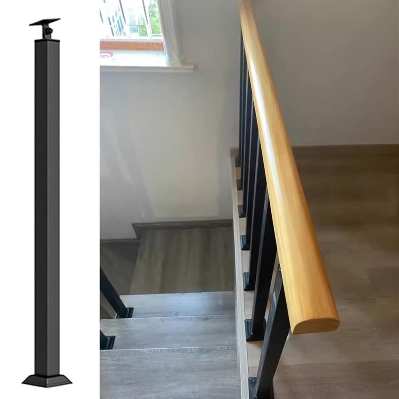 Balustres d'escalier réglables en métal noir de 30-160 cm avec vis