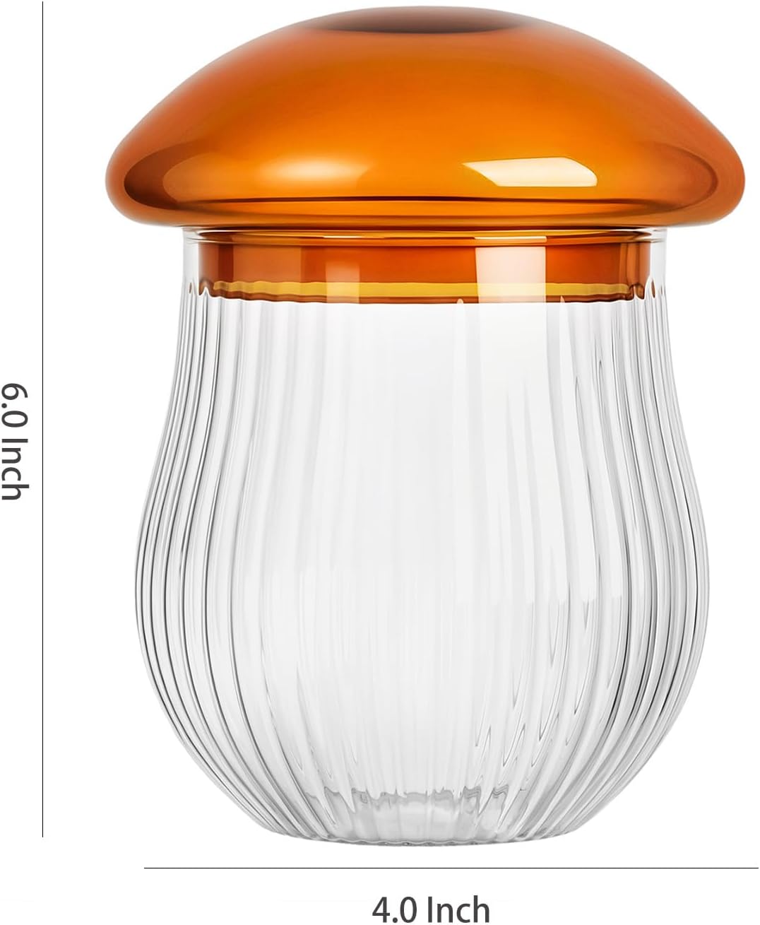 WAIT FLY Mushroom Shape Borosilicate Glass Sugar Bowl with Lid Candy Jar Food Storage Jar-Brown