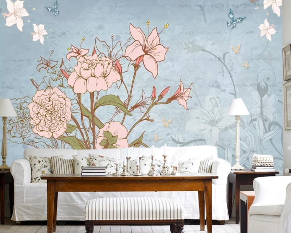 Papier peint intissé fleurs de lys poster géant mural de salon 150x105 - 2