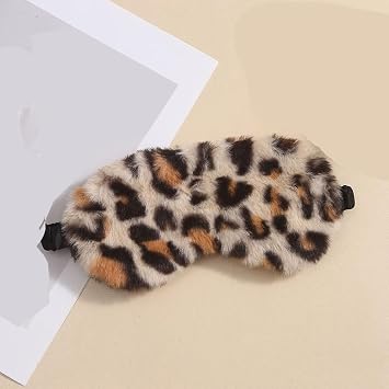 AKOAK 1 Pack Plush Sleep Eye Cover, Sleep Eye Mask, Elastic Light-Blocking Eye Mask with Elastic Band, Comfortable Sleep Light-Blocking for Night Sleep, Travel and Nap Leopard Print Brown