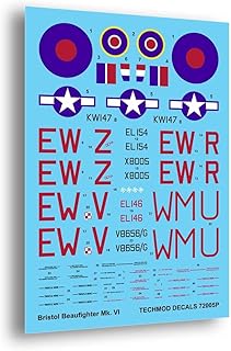 Techmod 72005 1/72 Bristol Beaufighter VI 1942-1943 Aircraft Wet Decal WWII