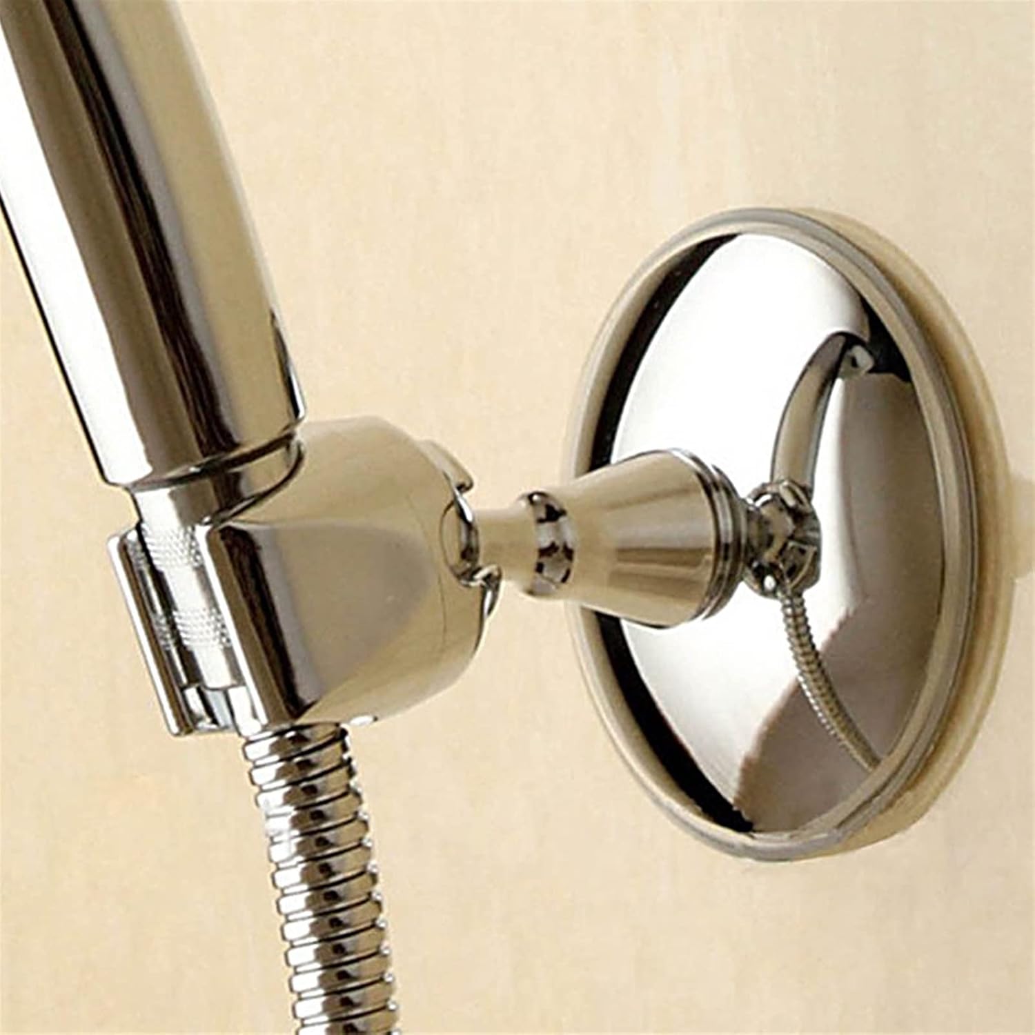 Shower Head Wand Holder, Shower Holder Silver Rack Wall Mount Vacuum ABS Removable Bracket Portable Suction Cup Shower Head Holder Adjustable